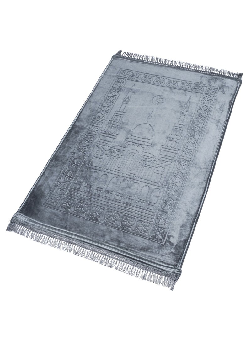 Fabienne Anti-Slip Velvet Thick Prayer Mat Grey 80x120cm - Image 5