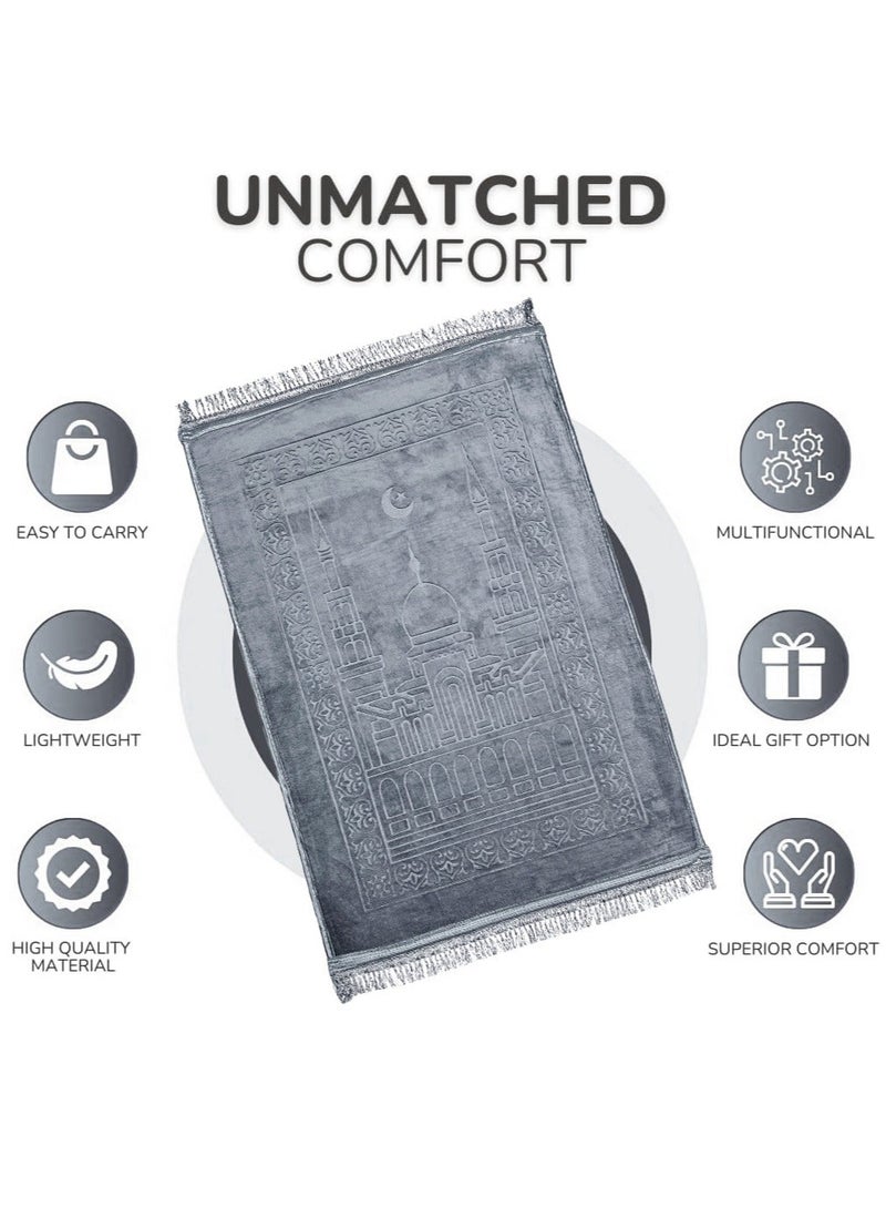 Fabienne Anti-Slip Velvet Thick Prayer Mat Grey 80x120cm - Image 3