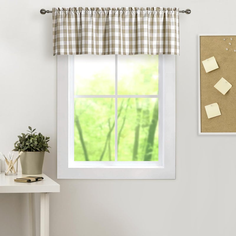amzdecor بافالو بلايد فالس فالس مزرعة الستارة المطبخ الكتان الأبيض الشفرة - Image 1