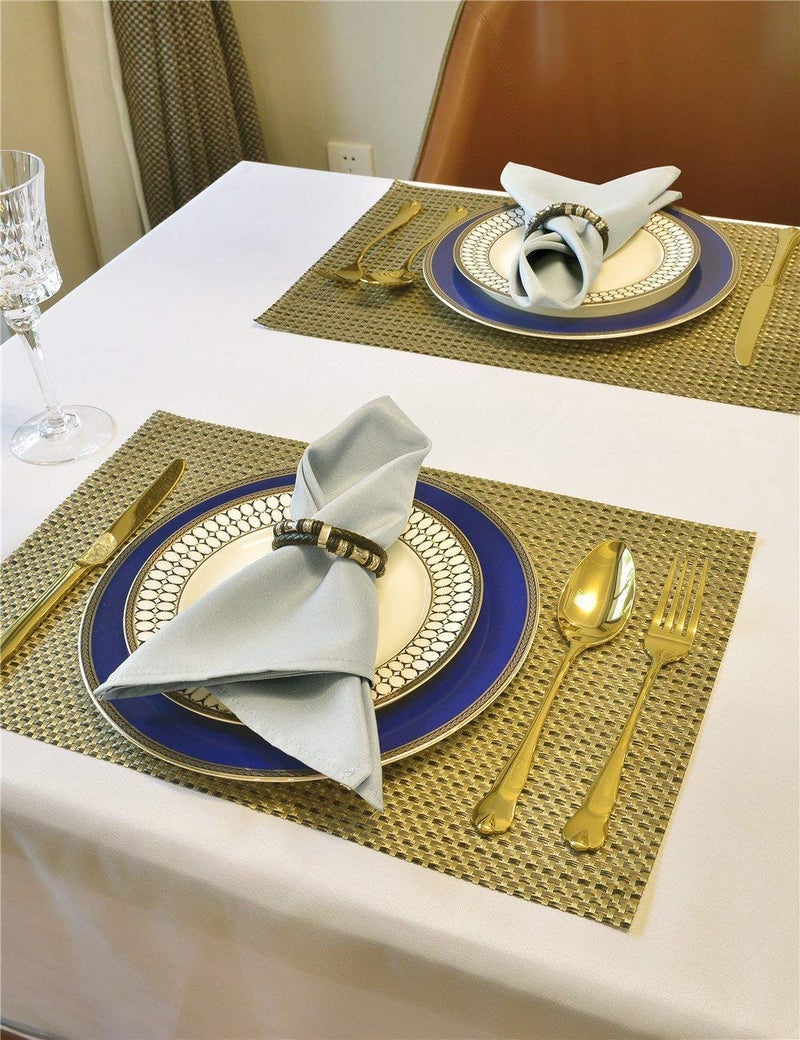 Cieltown Polyester Cloth Falkins 1 دزينة من المناديل القابلة للغسل الصلبة مجموعة من 12 مثالية لحفلات الزفاف عشاء عطلة (20 × 20 بوصة الفضة) - Image 5