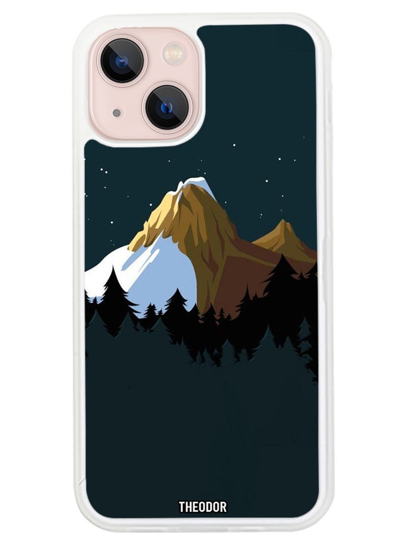 Theodor Protective Case Anti Scratch Shock Proof Cover For APPLE IPHONE 14 Mountains (White Bumper) - Image 1