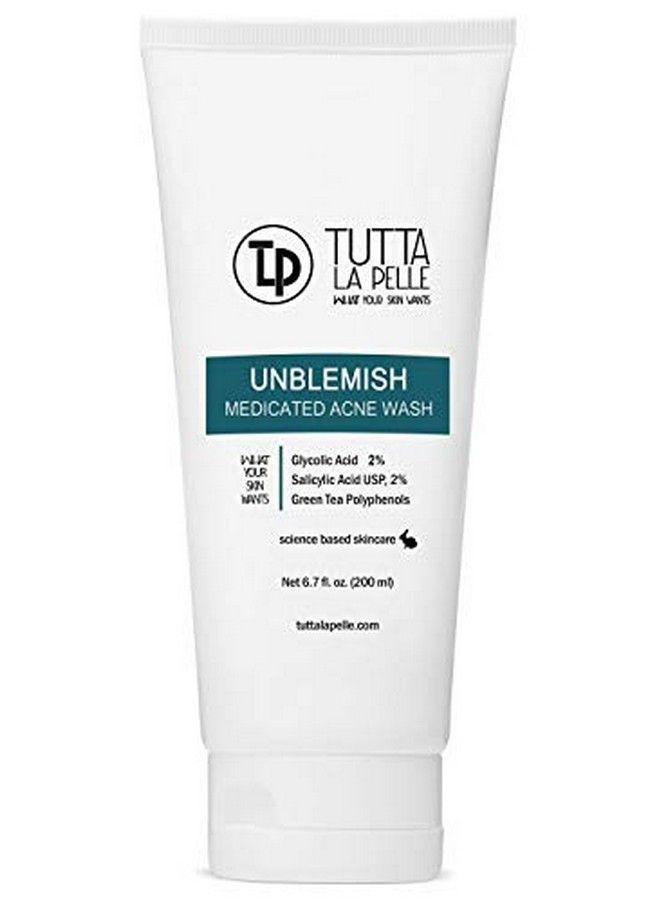 tutta la pelle Exfoliating Face Wash Glycolic Acid 2% Salicylic Acid 2% Medicated Unblemish Cleanser Aha Bha Acne Wash With Calming Green Tea Oil Free Helps For Acne Oiliness Blackheads Cystic Acne 6.7 Fl Oz  - Image 2