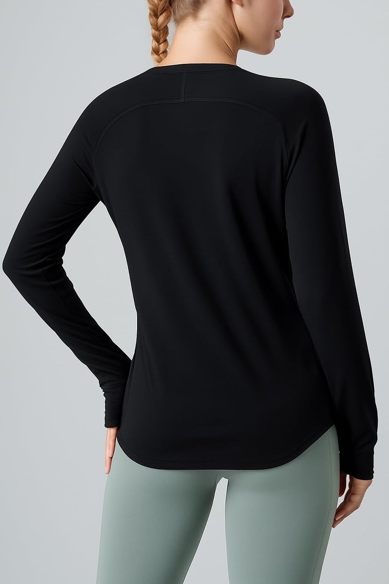 Liberty Pro 4-Pack: Womens Long Sleeve Athletic Tops with Thumb Holes – Dry Fit Active Crewneck Workout Tees (Set 1, Medium) - Image 4