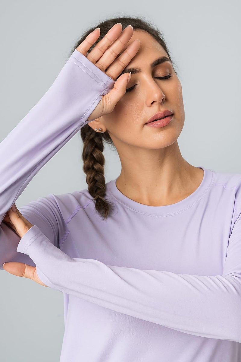 Liberty Pro 4-Pack: Womens Long Sleeve Athletic Tops with Thumb Holes – Dry Fit Active Crewneck Workout Tees (Set 1, Medium) - Image 3