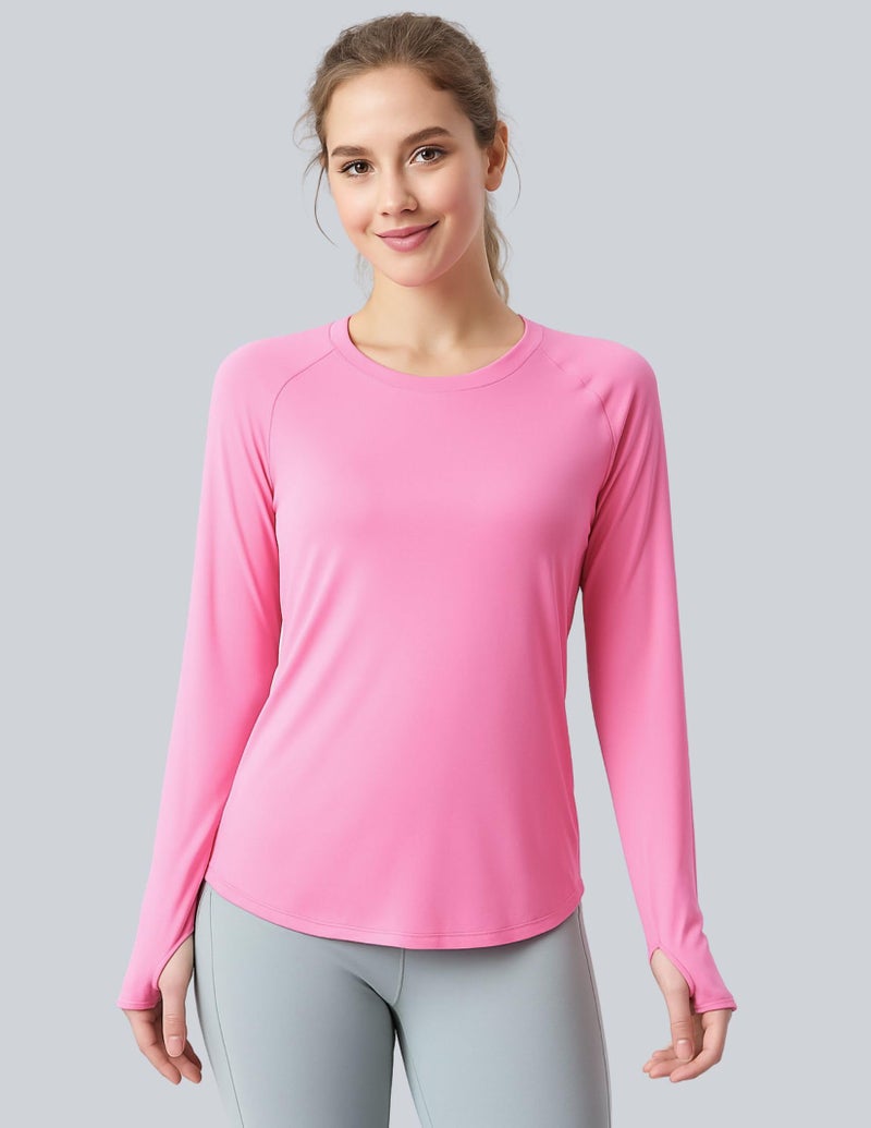 Liberty Pro 4-Pack: Womens Long Sleeve Athletic Tops with Thumb Holes – Dry Fit Active Crewneck Workout Tees (Set 1, Medium) - Image 2