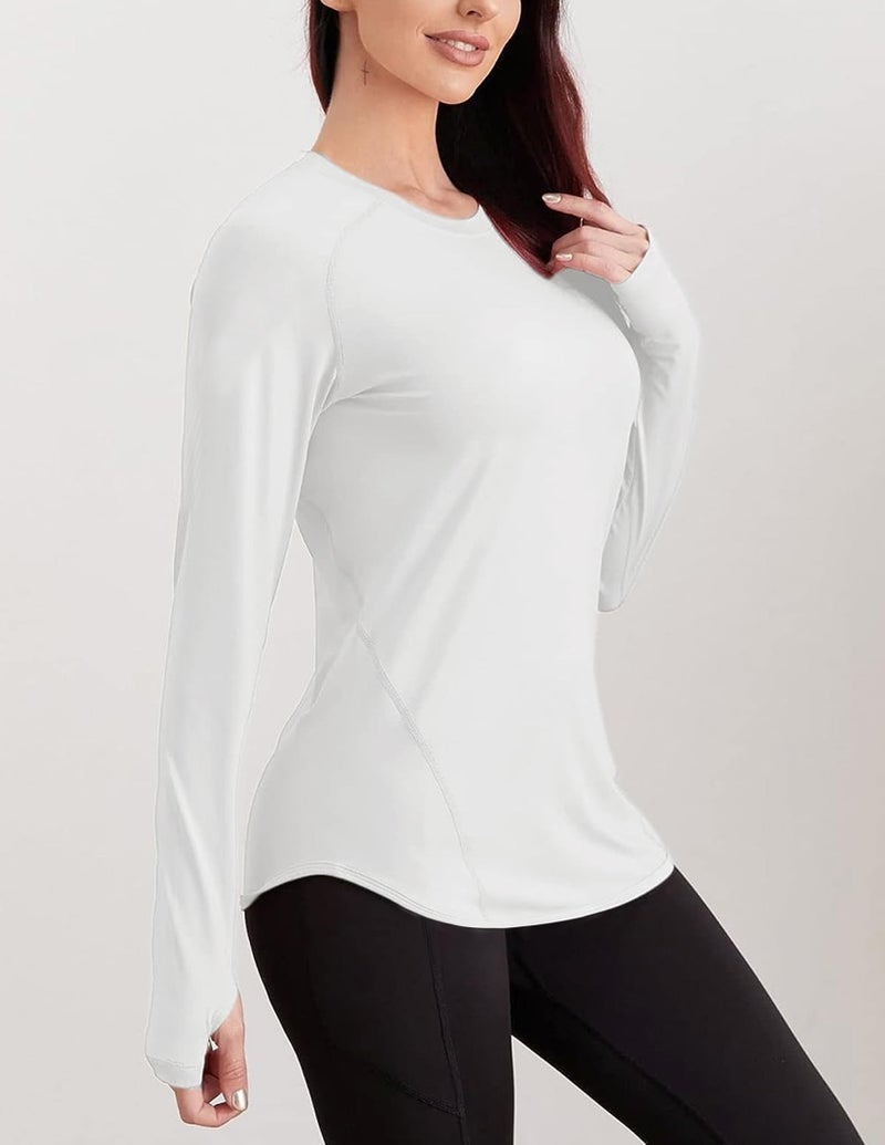 Liberty Pro 4-Pack: Womens Long Sleeve Athletic Tops with Thumb Holes – Dry Fit Active Crewneck Workout Tees (Set 1, Medium) - Image 5