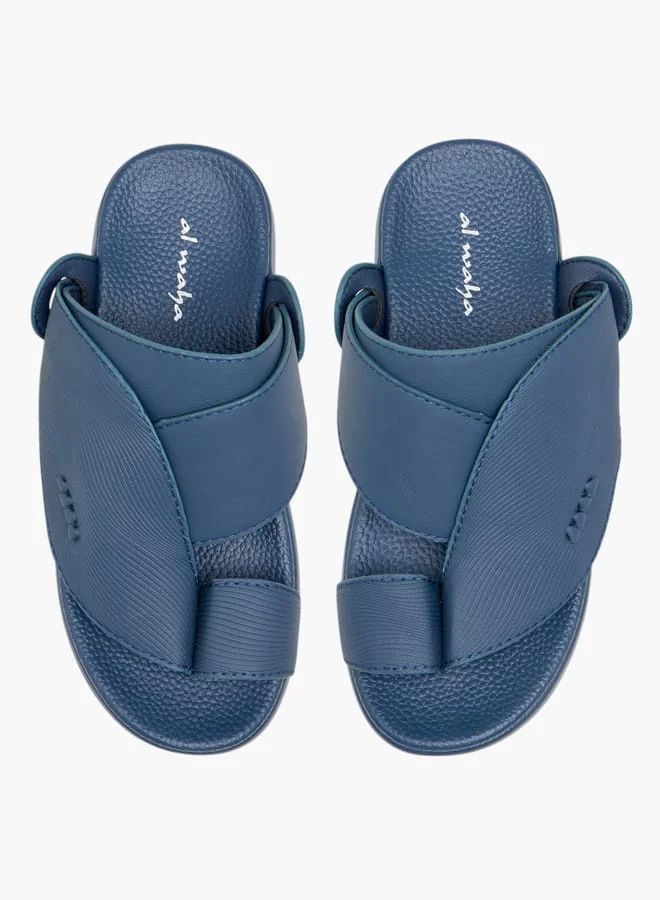 Al Waha Boys Textured Slip-On Arabic Sandals with Toe Loop Detail