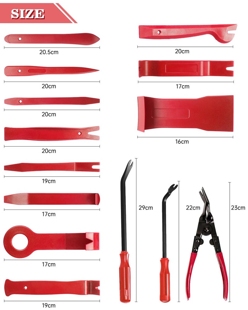Poraxy 19Pcs Trim Removal Tool,Car Panel Door Audio Trim Removal Tool Kit, Auto Clip Pliers Fastener Remover Pry Tool Set with Storage Bag - Image 3