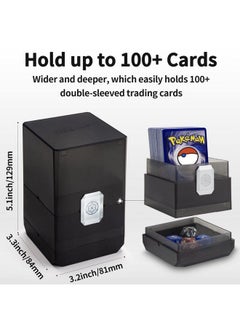Sooez Heavy Duty Mtg Deck Card Box With Dice Storage 100+ Deck Case Boulder Perfect Deck Holder For Mtg Commander/Yugioh/Pokemon/Tcg And Sports Cards (Black)  - Image 5