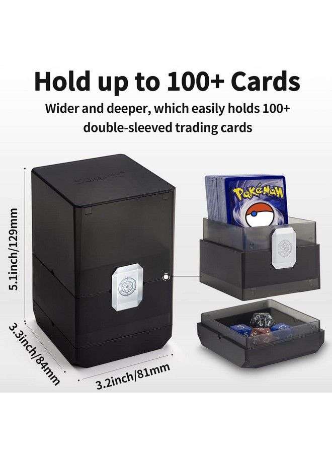 Sooez Heavy Duty Mtg Deck Card Box With Dice Storage 100+ Deck Case Boulder Perfect Deck Holder For Mtg Commander/Yugioh/Pokemon/Tcg And Sports Cards (Black)  - Image 5