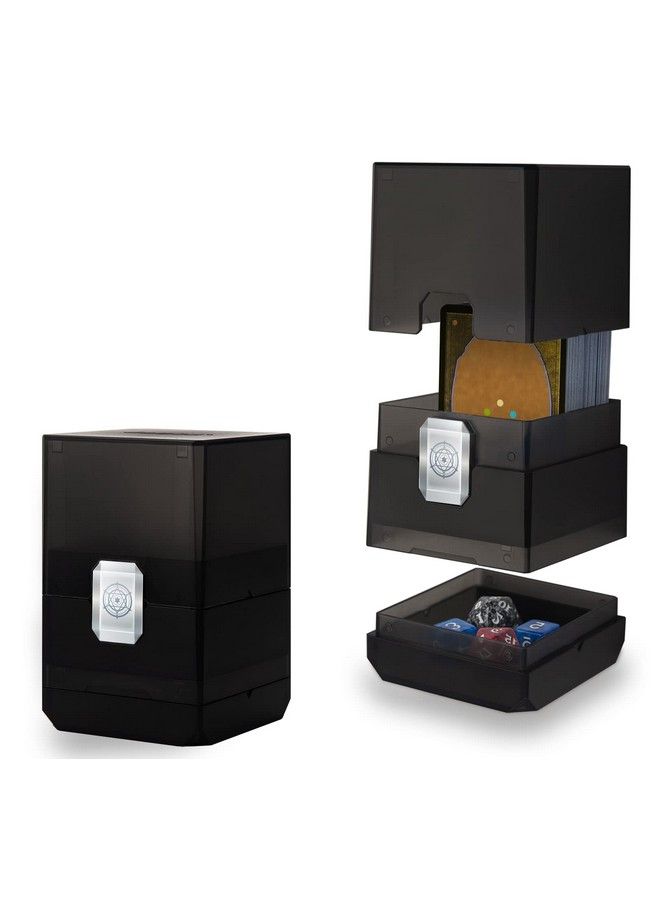 Sooez Heavy Duty Mtg Deck Card Box With Dice Storage 100+ Deck Case Boulder Perfect Deck Holder For Mtg Commander/Yugioh/Pokemon/Tcg And Sports Cards (Black)  - Image 2