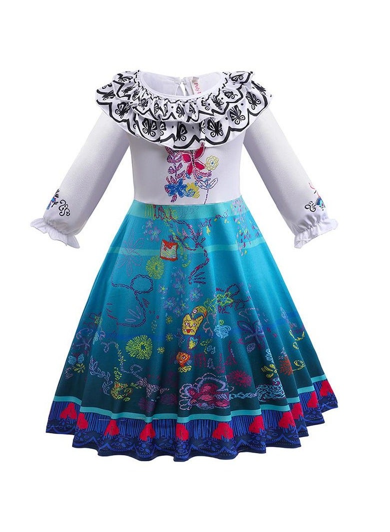 Loquat Children's Role Play Cosplay Costume Dress DJS55 long sleeve skirt Blue/White - Image 1