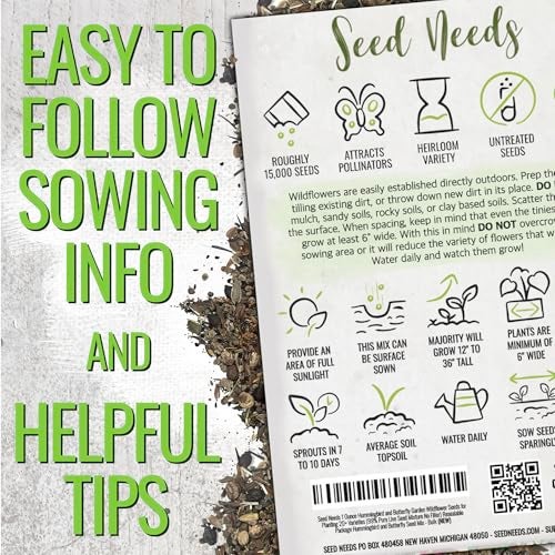 Seed Needs Flower Seeds Hummingbird and Butterfly Seed Mix 1 Ounce No Filler | 23 Varieties Garden Seeds Annual & Perennial Species | Pollinator Attracting Flowering Seed | Bulk Resealable Package - Image 3