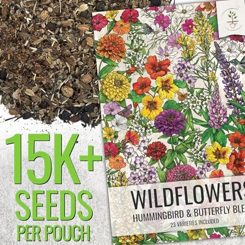 Seed Needs Flower Seeds Hummingbird and Butterfly Seed Mix 1 Ounce No Filler | 23 Varieties Garden Seeds Annual & Perennial Species | Pollinator Attracting Flowering Seed | Bulk Resealable Package - Image 2