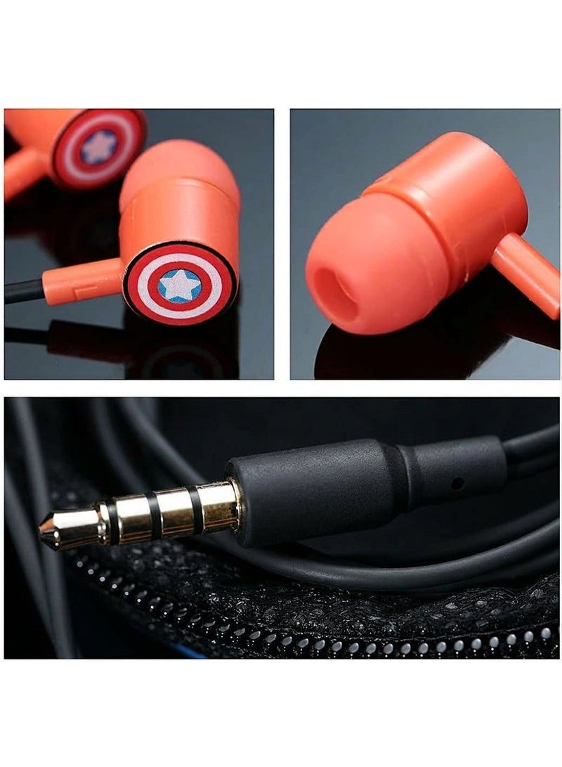 ميني سو سماعات أذن MINISO Marvel مزودة بميكروفون - سماعات مريحة للهواتف الذكية - تصميم "كابتن أمريكا" - رقم الموديل: HF231 - Image 3
