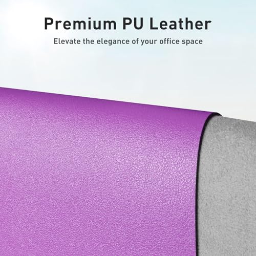 Aothia Leather Desk Pad Protector, Mouse Pad, Office Desk Mat, Non-Slip PU Leather Desk Blotter, Laptop Desk Pad, Waterproof Desk Writing Pad for Office and Home (23.6" x 13.7", Iris Violet) - Image 2