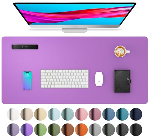 Aothia Leather Desk Pad Protector, Mouse Pad, Office Desk Mat, Non-Slip PU Leather Desk Blotter, Laptop Desk Pad, Waterproof Desk Writing Pad for Office and Home (23.6" x 13.7", Iris Violet) - Image 1