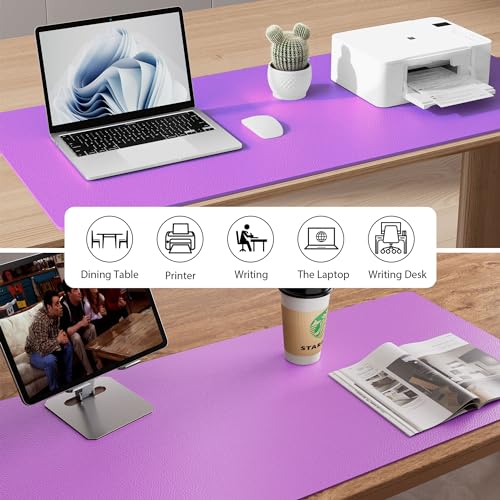 Aothia Leather Desk Pad Protector, Mouse Pad, Office Desk Mat, Non-Slip PU Leather Desk Blotter, Laptop Desk Pad, Waterproof Desk Writing Pad for Office and Home (23.6" x 13.7", Iris Violet) - Image 5