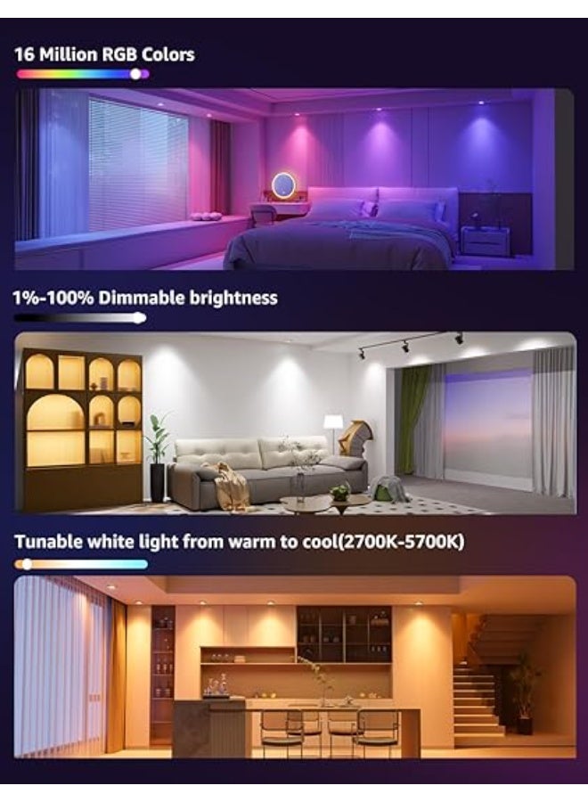 Lepro BG1 AI Smart Bulbs GU10, 400lm 4.5W Spotlight Bulb Dimmable, RGB 2700K-5700K, 50W Halogen Equivalent, Personalized AI Lighting Designer, Voice Control Music Sync, Bluetooth & WiFi Bulb, 4 Packs - Image 4