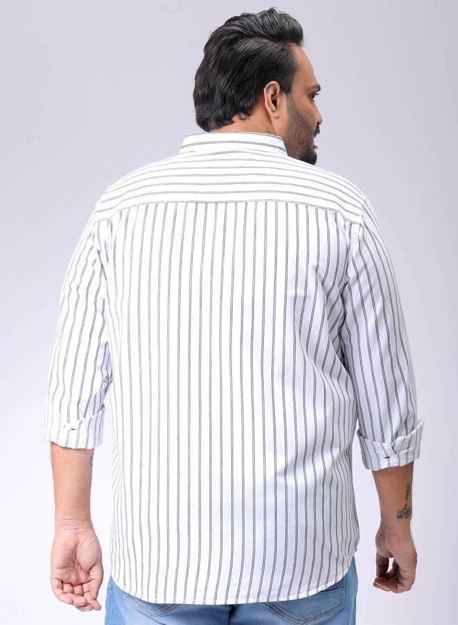 HARDSODA Men Plus Size Regular Fit Vertical Striped Cutaway Collar Full Sleeves Casual Shirt - Image 2