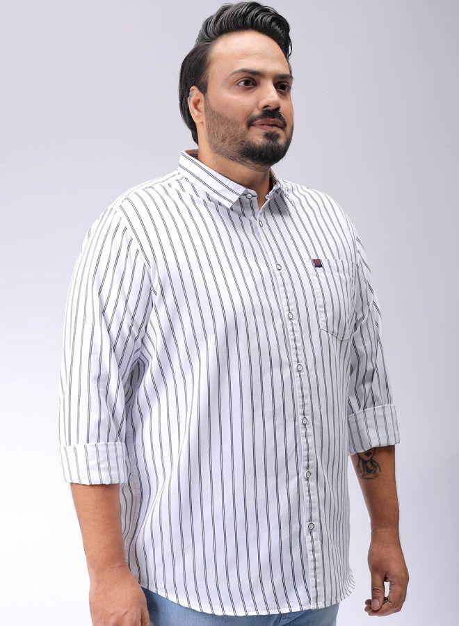 HARDSODA Men Plus Size Regular Fit Vertical Striped Cutaway Collar Full Sleeves Casual Shirt - Image 3
