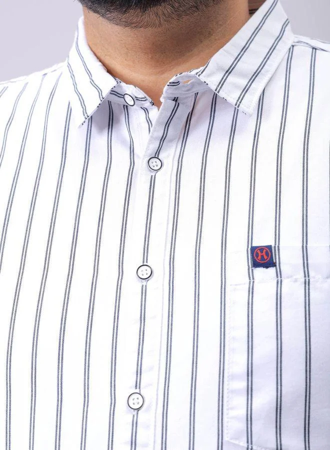 HARDSODA  Men Plus Size Regular Fit Vertical Striped Cutaway Collar Full Sleeves Casual Shirt for Men | Best Price UAE