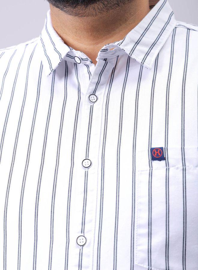 HARDSODA Men Plus Size Regular Fit Vertical Striped Cutaway Collar Full Sleeves Casual Shirt - Image 4