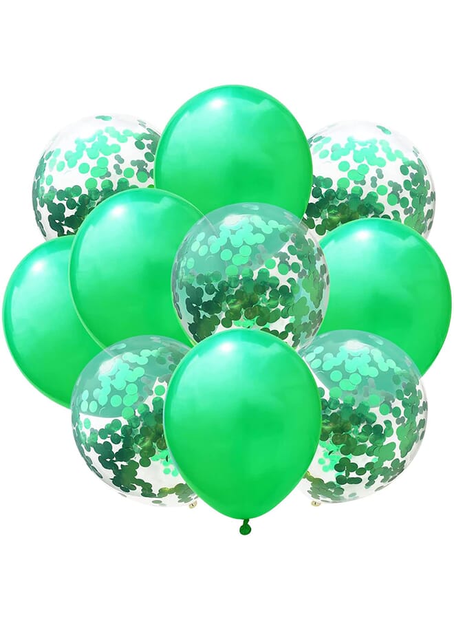 بارتي تايم مجموعة ديكورات بالونات مكونة من 10 قطع تتضمن بالونات لاتكس خضراء معدنية وبالونات من رقائق الفويل الخضراء المملوءة لأعياد الميلاد وحفلات الزفاف وحفلات استقبال المولود الجديد مقاس 12 بوصة - Image 2