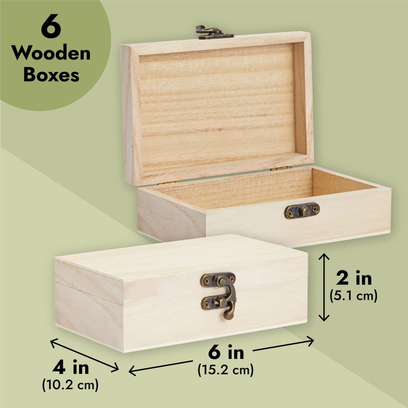 Juvale Wood Boxes for Crafts - 5.9 x 3.9 x 1.97 In, 6-Pack Brown Paulownia Wood - Paintable & Engravable Boxes to Decorate & Jewelry Storage - Image 4