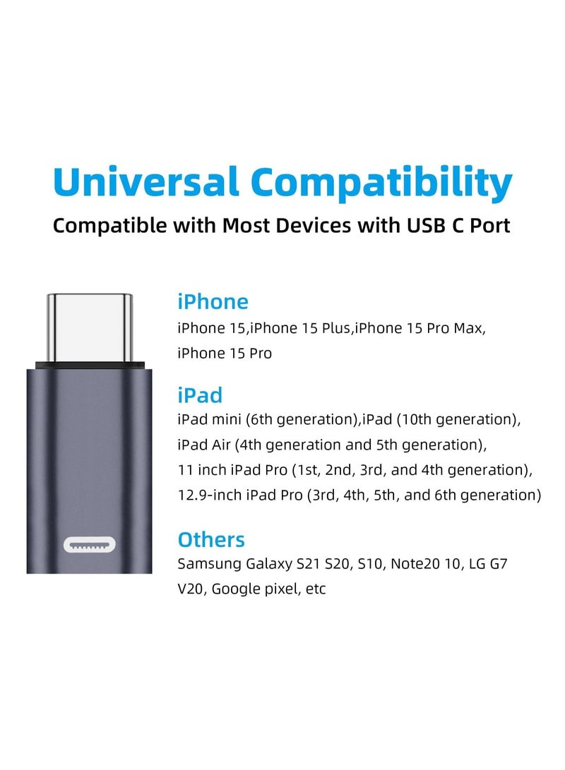 Barakah 2 Pack USB-C Male to Lightning Female Adapter, USB Type C to Lightning Connector for iPhone 15/15 Plus/15 Pro/15 Pro Max, iPad Air, Support PD Fast Charging and Data Transfer - Image 5