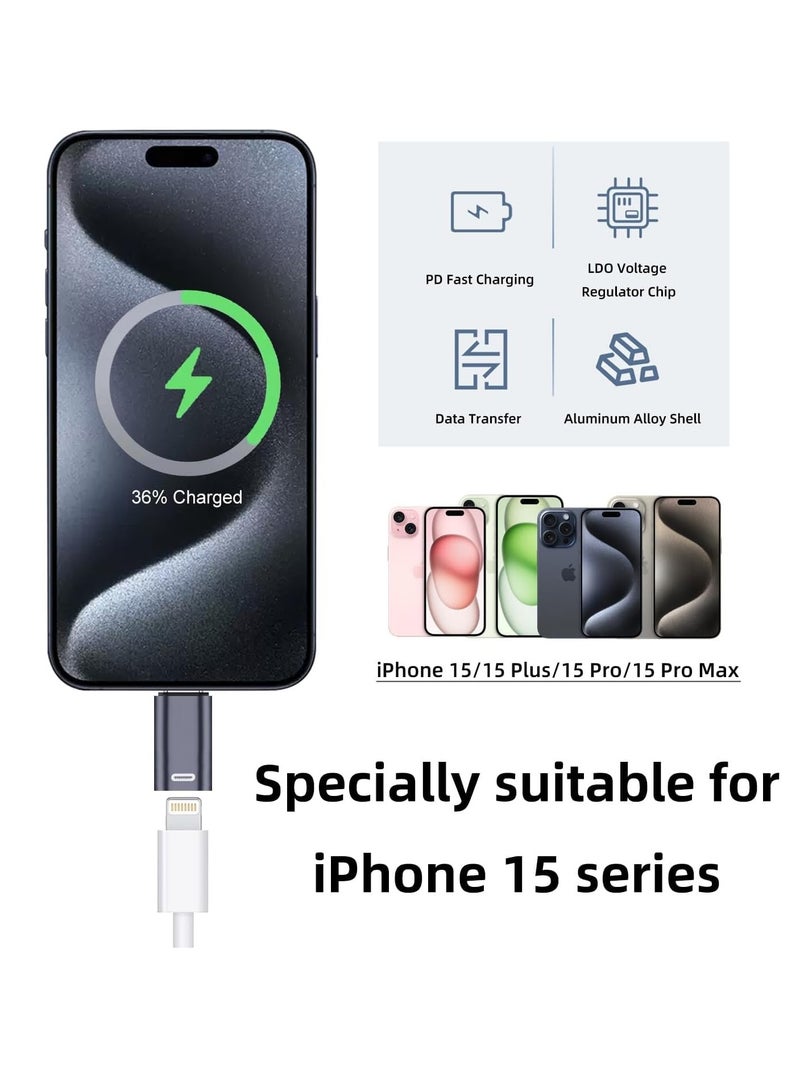 Barakah 2 Pack USB-C Male to Lightning Female Adapter, USB Type C to Lightning Connector for iPhone 15/15 Plus/15 Pro/15 Pro Max, iPad Air, Support PD Fast Charging and Data Transfer - Image 2