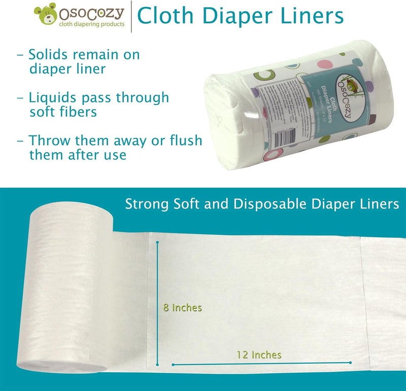 OsoCozy Flushable Diaper Liners 3 Pack - Makes Cloth Diapering Laundering Easier - Super Soft and Gentle on Baby’s Skin -100 Sheets per roll -3 Rolls. - Image 3