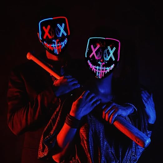 NeoGenius LED Light Up Mask for Halloween, Neon, and Bachelor Party Decoration (Red blue) - Image 4