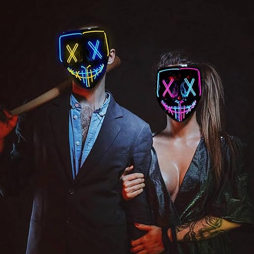 NeoGenius LED Light Up Mask for Halloween, Neon, and Bachelor Party Decoration (Red blue) - Image 3