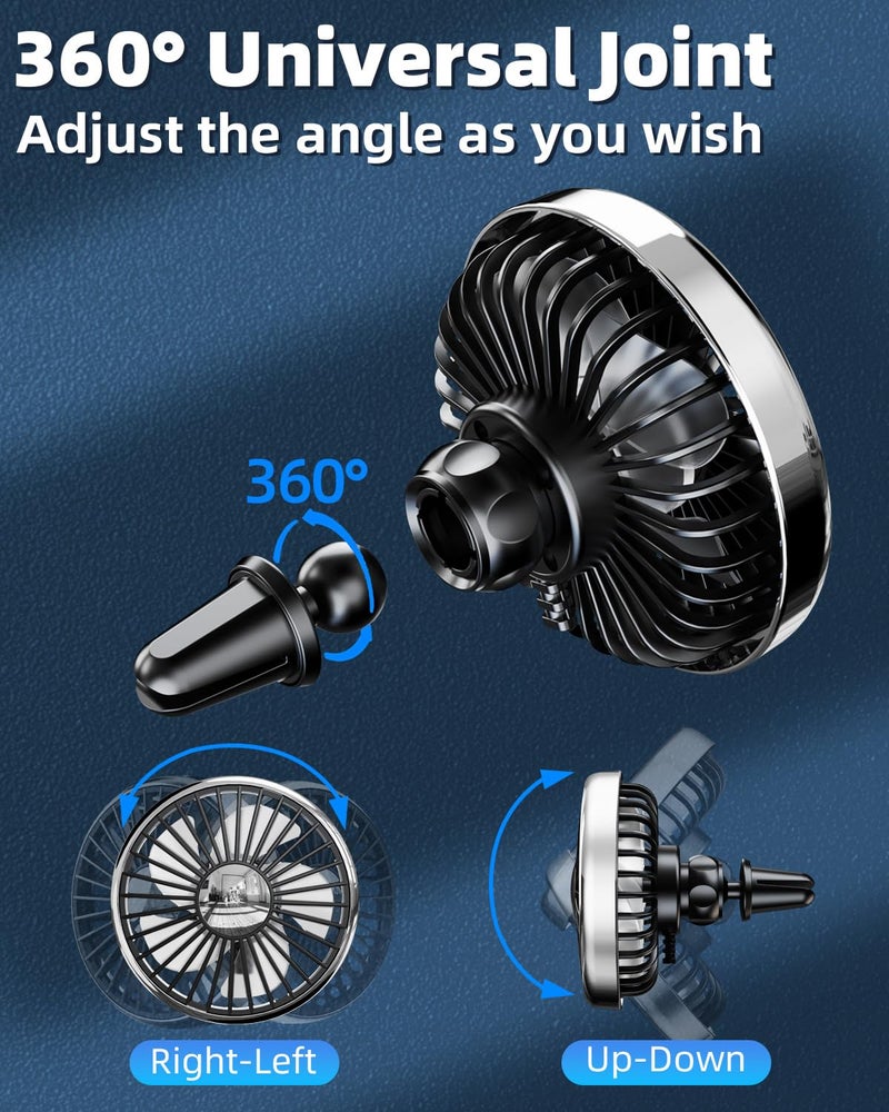DICMKY USB Car Ven Fan with Color Light, 360Â°Rotatable Mini Portable Clip on Fans that Blow Cold Air, Car Ac Air Vent Booster Fan Small Cooler Cooling Fan for Vehicle, Van, Truck, SUV, Rv, Utv Cab - Image 5
