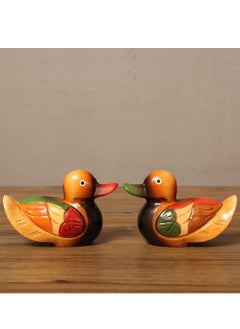 SYOSI 1 Pair Dedicate Mandarin Duck Model Creative Wood Duck Handmade Decoration Craft Ornament for Wedding Party Anniversary Day  - Image 2
