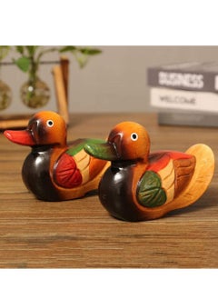 1 Pair Dedicate Mandarin Duck Model Creative Wood Duck Handmade Decoration Craft Ornament for Wedding Party Anniversary Day