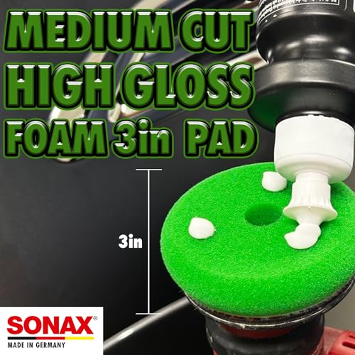 SONAX 3 Inch Green Polishing Foam Pad | Dual Action & Rotary Polishers | Medium Cut Foam Pad for Paint Correction, Swirl & Scratch Removal | Durable Professional Car Detailing Pad - Image 3