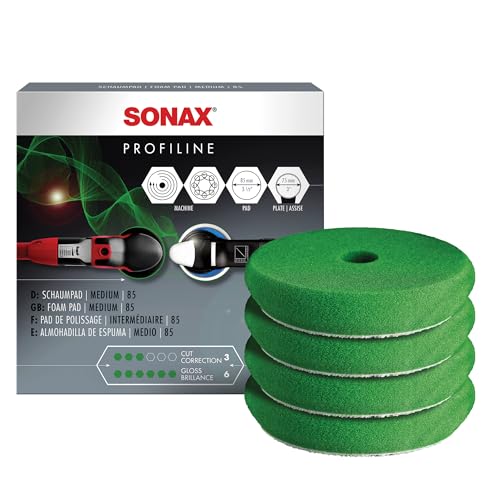 SONAX 3 Inch Green Polishing Foam Pad | Dual Action & Rotary Polishers | Medium Cut Foam Pad for Paint Correction, Swirl & Scratch Removal | Durable Professional Car Detailing Pad - Image 1