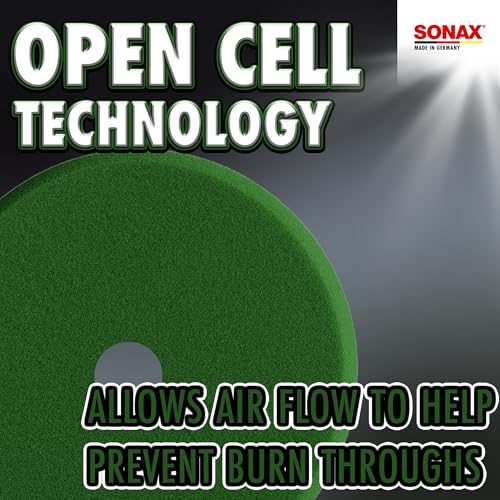 SONAX 3 Inch Green Polishing Foam Pad | Dual Action & Rotary Polishers | Medium Cut Foam Pad for Paint Correction, Swirl & Scratch Removal | Durable Professional Car Detailing Pad - Image 5