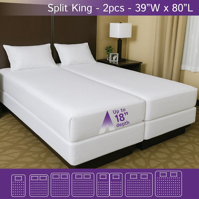 Four Seasons Essentials Split King Waterproof Mattress Protector (2PCs) - Fitted Sheet Mattress Cover with Deep Pockets - Hypoallergenic, Breathable, Water Proof, Noiseless, Vinyl Free - Image 3