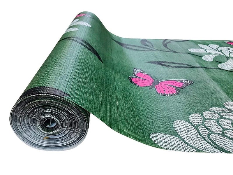 ROYAL - NEST ROYALNEST 9 Meter Rectangular Long Shelf Liner for WardrobeSheet Roll for CupboardMat for Drawer Antislip Mat Green Color Flower DesignSize 45 x 900 cm  - Image 1