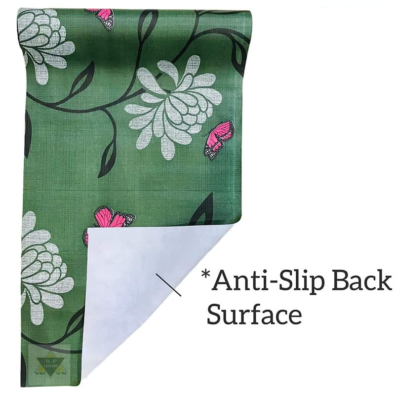 ROYAL - NEST ROYALNEST 9 Meter Rectangular Long Shelf Liner for WardrobeSheet Roll for CupboardMat for Drawer Antislip Mat Green Color Flower DesignSize 45 x 900 cm  - Image 5