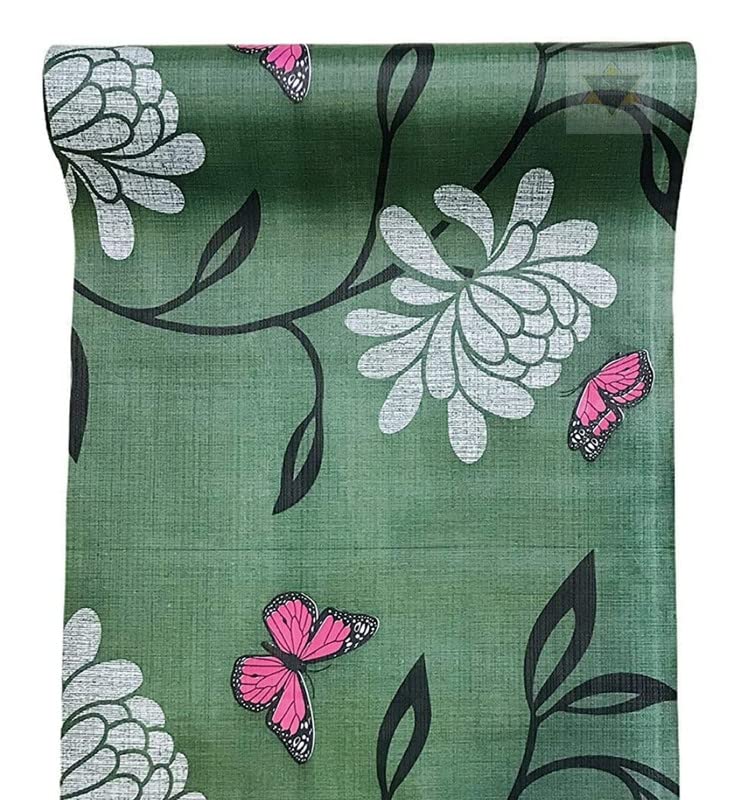 ROYAL - NEST ROYALNEST 9 Meter Rectangular Long Shelf Liner for WardrobeSheet Roll for CupboardMat for Drawer Antislip Mat Green Color Flower DesignSize 45 x 900 cm  - Image 4