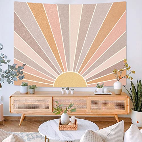 Kanuyee Boho Sun Tapestry Wall Hanging, Retro 70s Abstract Rainbow Aesthetic Sunrise Vintage Tapestries for Bedroom Living Room 60×80 inch - Image 4