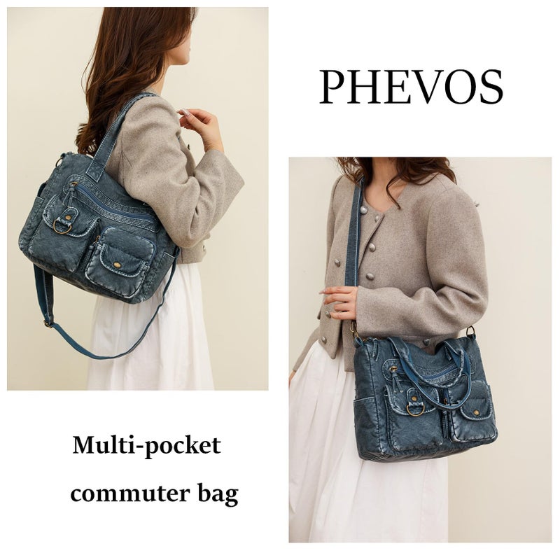 PHEVOS Hobo Handbag and Purses for Women,Multi Pocket Top Handle Satchel Purse Tote Shoulder Bags Faux Leather for Ladies - Image 2