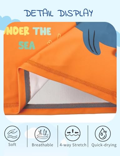 weVSwe Toddler Swimsuit Boy UPF 50+ Long Sleeved Baby Bathing Suit Set Infant Swim Shirt Trunk Two Piece Blue Orange Whale 18-24 Months - Image 5