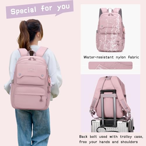 Bansusu Black Kids Backpack for Girls, Middle School Bag Teen Girls Backpack Multi-Pocket Bookbags - Image 5