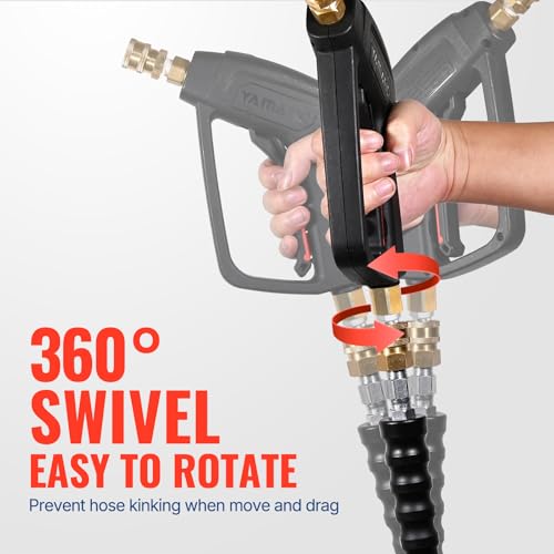 YAMATIC Short Pressure Washer Gun with Swivel Brass 3/8" Quick Connector, Power Washer Handle with Easy Pull Trigger Replacement for Ryobi, Simpson, Craftsman, DeWalt, 4000 PSI - Image 2