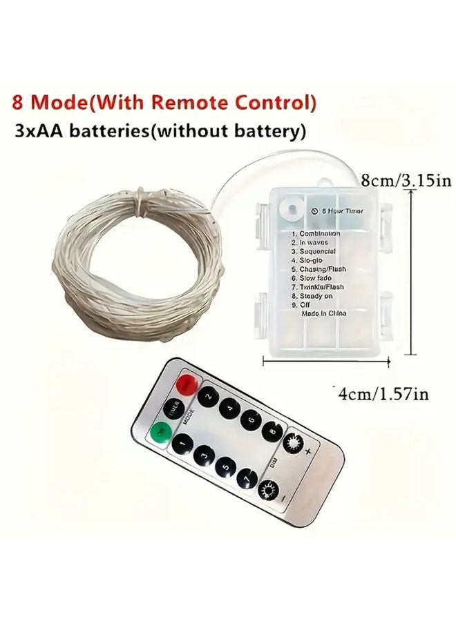 أضواء الجنية LED ذات الضوء الأبيض الدافئ 200 LED 7874 بوصة تعمل بالبطارية جهاز تحكم عن بعد مؤقت - Image 4